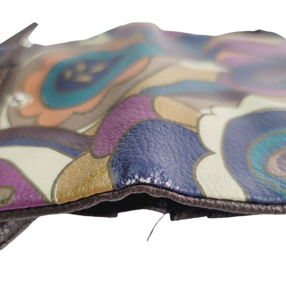 RELIC Teal Purple & Brown Faux Leather Boho Paisley Crossbody Mini Purse Wallet - Picture 5 of 8